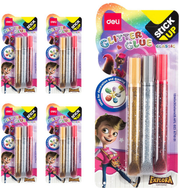 델리 반짝이풀 일반 12ml x 3종 세트 EA71001, 골드+ 실버 + 퍼플, 5세트