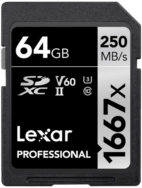 렉사 메모리 카드 SD 캐논 소니 니콘 카메라 1667배속 V60, 64GB, 1개