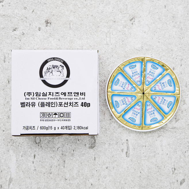 임실치즈 벨라유 플레인 포션치즈, 15g, 40개입, 1박스