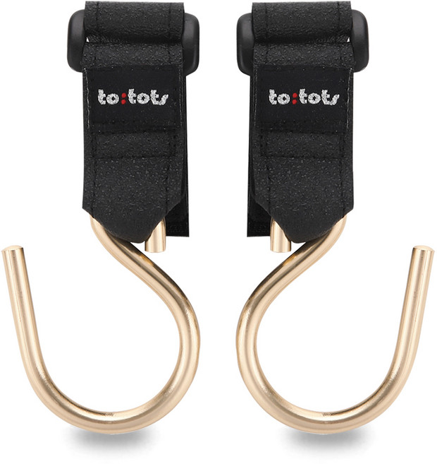 투토츠 유광 특수합금 유모차걸이 2개, 블랙 + 골드, 1세트
