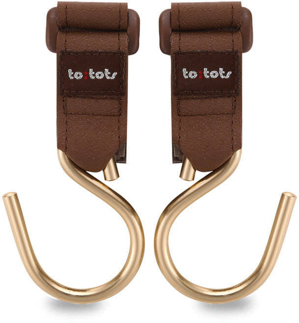 투토츠 유광 특수합금 유모차걸이 2개, 브라운 + 골드, 1세트
