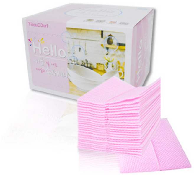 티슈도리 Hello 빨아쓰는 주방 데일리 수세미 50매, 4팩