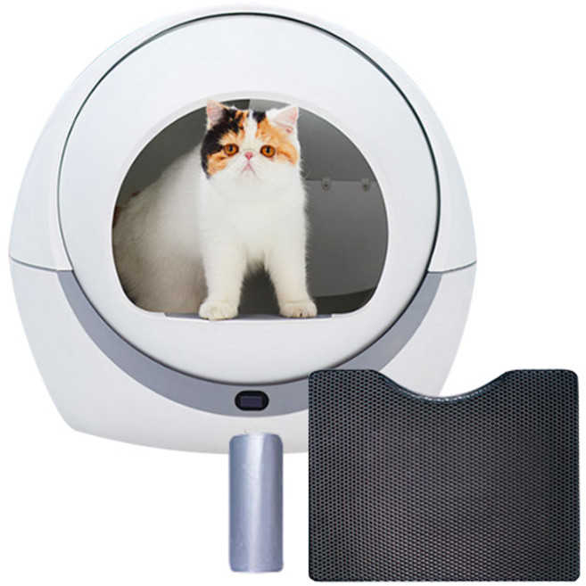 디클 펫트리 고양이 자동 화장실 + 배변봉투리필 20p + 모래받이전용 사막화 방지 패드, 혼합 색상, 1개