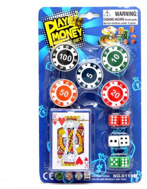 카드 + 포커칩 25p + 주사위 6p 포커세트, 혼합 색상, 1개