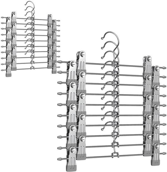 리벤스 논슬립 코팅 치마바지걸이, 실버, 20개