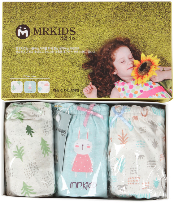 엠알키즈 여아용 퓨어 드로즈 사각팬티 3종 세트