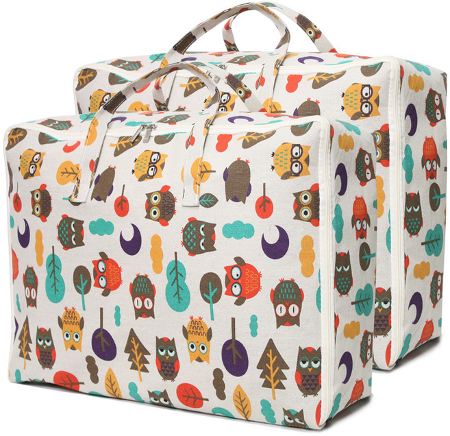 하늬통상 패브릭 이불정리함, 부엉이, 2개