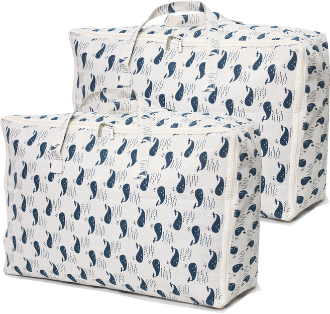 하늬통상 패브릭 이불정리함, 고래, 2개