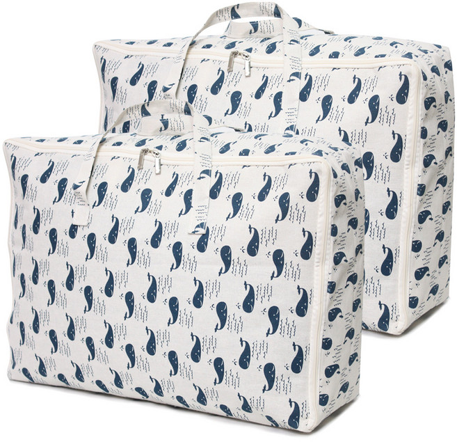 하늬통상 패브릭 이불정리함, 고래, 2개