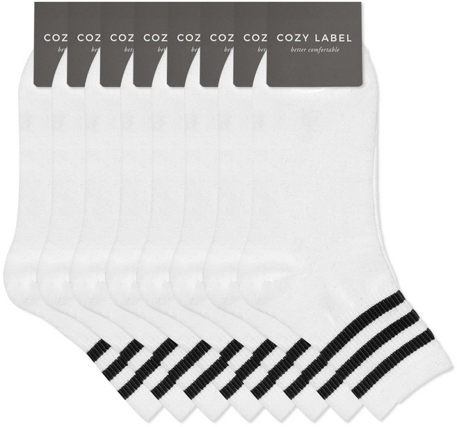 COZY LABEL 女性運動風環紋襪8雙組