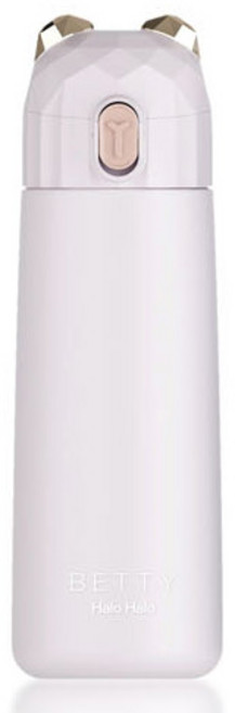 PUKO 熊耳造型彈蓋型保溫杯, 淺粉色, 350ml, 1個