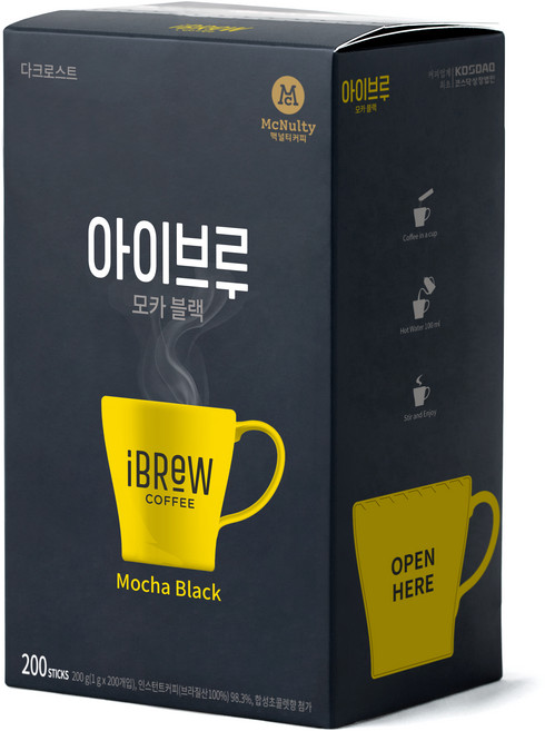 맥널티커피 아이브루 모카 블랙 원두커피믹스, 1g, 200개입, 1개