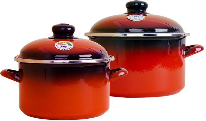 ELO 쿡포트 빨간법랑 깊은형 냄비 2종 세트 인덕션 IH, 혼합 색상, 양수냄비 18cm + 20cm, 1세트