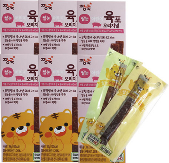 짱죽 쌀눈 어린이육포, 오리지널, 6개, 30g