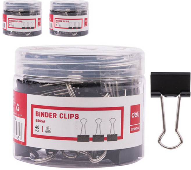 델리 메탈 더블클립 5호 E8565A 블랙, 19mm, 40개입, 3개
