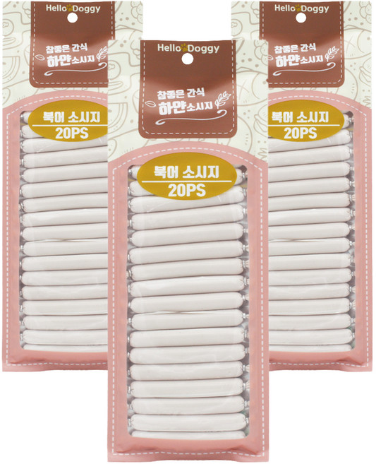 헬로도기 참좋은간식 강아지 하얀소시지 20p, 북어, 180g, 3개