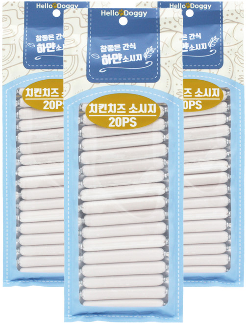 헬로도기 참좋은간식 강아지 하얀소시지 20p, 치킨치즈, 180g, 3개