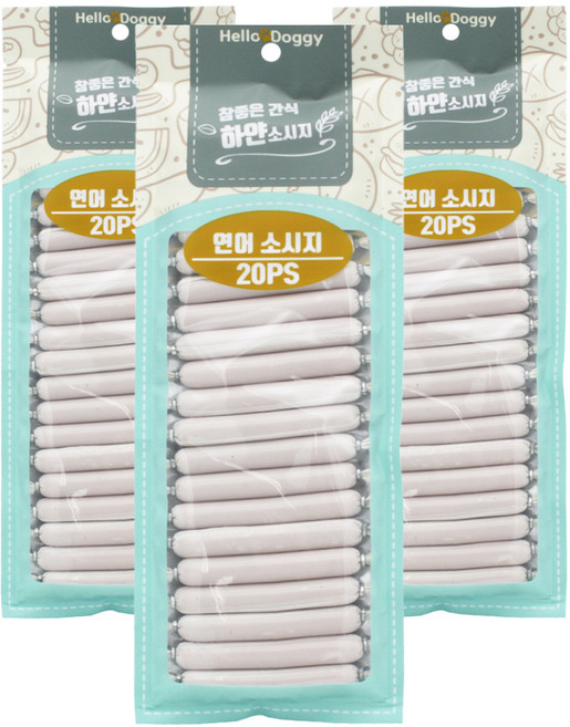 헬로도기 참좋은간식 강아지 하얀소시지 20p, 연어, 180g, 3개