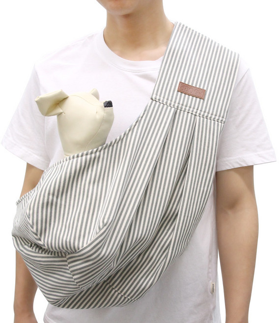 도그아이 강아지 데님 양면 슬링백, 연청, 1개