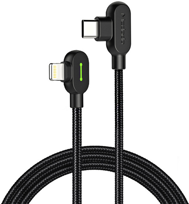 Mcdodo 麥多多 90度 白色 Type-C to 8-pin Lightning PD 高速充電線, 1.8m, 黑色, 1個