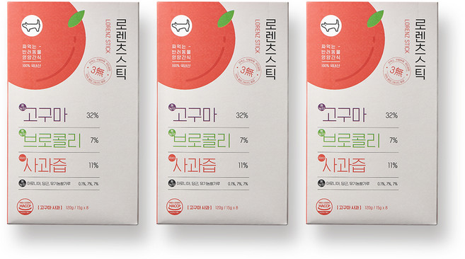 로렌츠 반려동물 짜먹는 영양 간식, 고구마사과, 120g, 3개