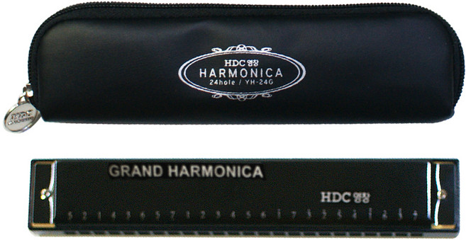 HDC영창 24홀 트레몰로 하모니카 YH-24G + 가죽케이스, 혼합 색상, 1개