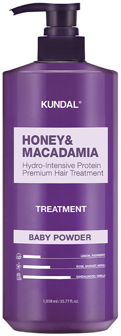 쿤달 허니 앤 마카다미아 헤어트리트먼트 베이비파우더향, 1.058L, 1개
