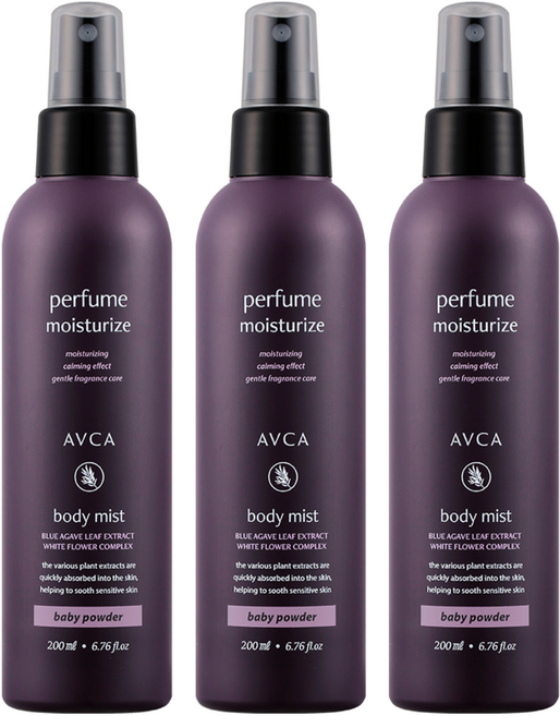 아브카 퍼퓸 바디 미스트 베이비 파우더, 200ml, 3개