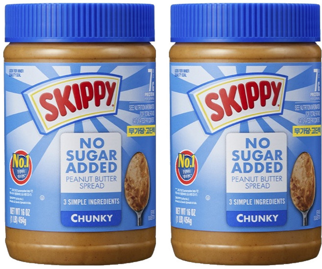SKIPPY 吉比 無糖顆粒花生醬, 2個, 454g