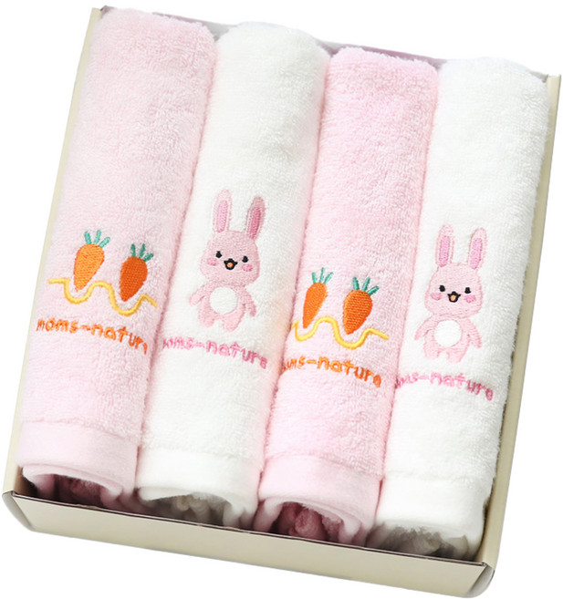 맘스네이처 유아용 대나무 목욕타올 토당토당 2종 x 2p +선물박스 세트, 화이트(레니미), 핑크(캐럿), 1세트