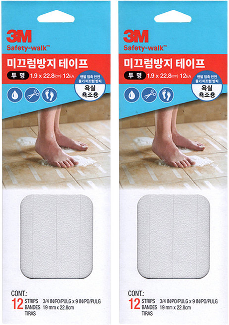 쓰리엠 논슬립 미끄럼방지 테이프 투명 욕실 욕조용, 2세트