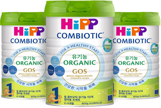 힙 유기농 콤비오틱 분유 1단계, 800g, 3개