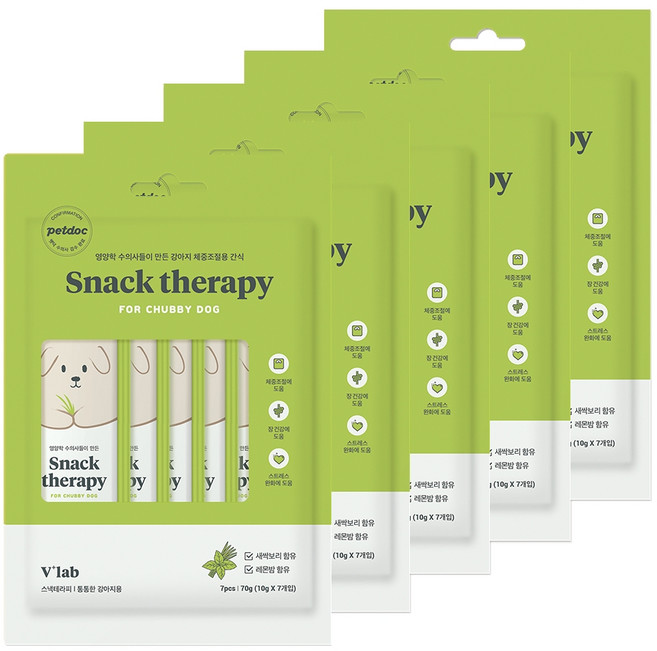 브이랩 체중조절용 강아지 간식 스낵테라피, 새싹보리, 5개