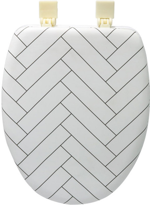 해링본 쿠션 변기커버 특대형 O형, 그레이, 1개