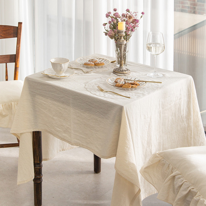 데코뷰 내츄럴 베이지 워싱 식탁보, 연베이지, 4인(160 x 110cm), 1개