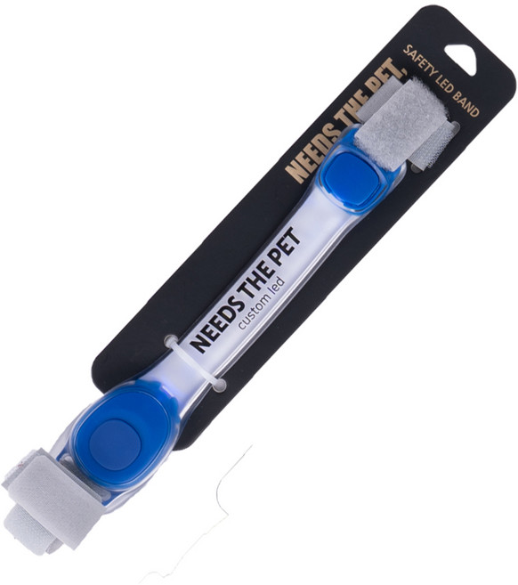 니즈더펫 강아지 야광 LED CUSTOM 밴드 목걸이, 파랑, 1개
