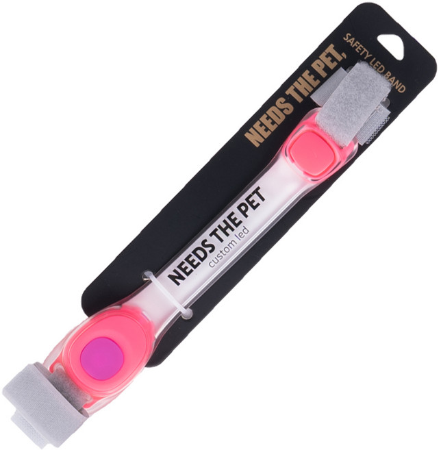 니즈더펫 강아지 야광 LED CUSTOM 밴드 목걸이, 분홍, 1개