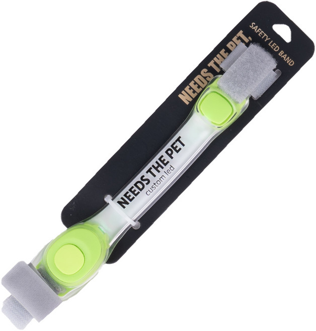니즈더펫 강아지 야광 LED CUSTOM 밴드 목걸이, 초록, 1개