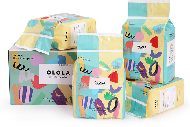 OLOLA 스킨핏 밴드형 기저귀, 대형(L), 80매