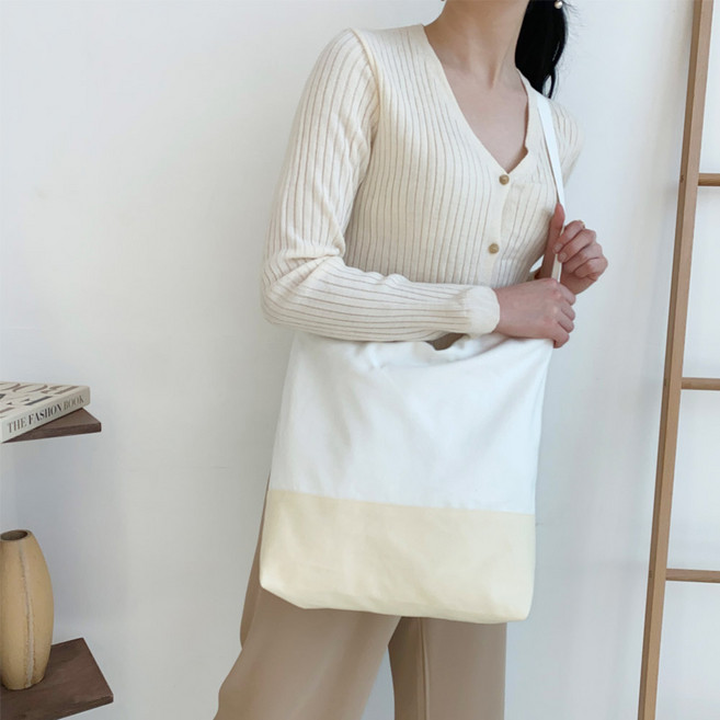 고앤비 투톤 컬러 캐주얼 여성 에코백 bg1037