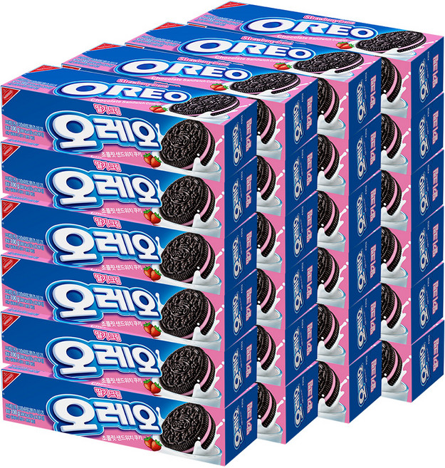 오레오 초콜릿 샌드위치 쿠키 딸기크림, 100g, 24개