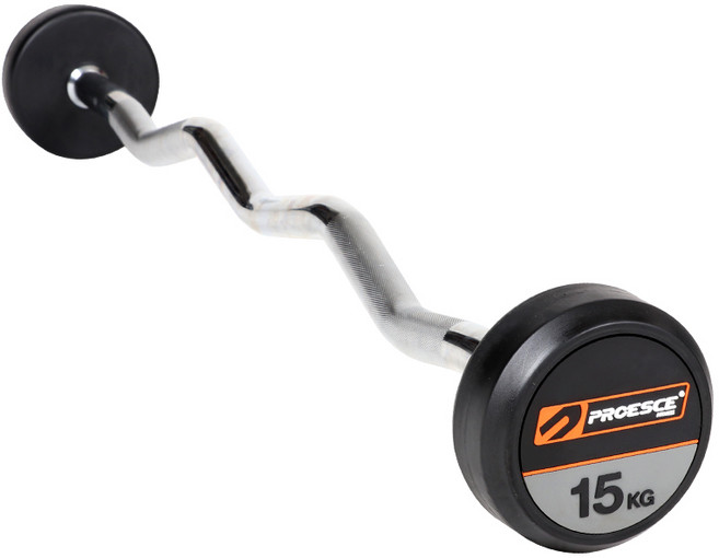 PROESCE 專業固定彎舉槓, 黑色, 15kg, 1個