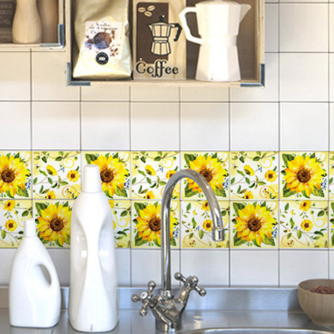 환타스틱스 그래픽 타일 주방 시트지 해바라기 CSGT 37, 혼합색상