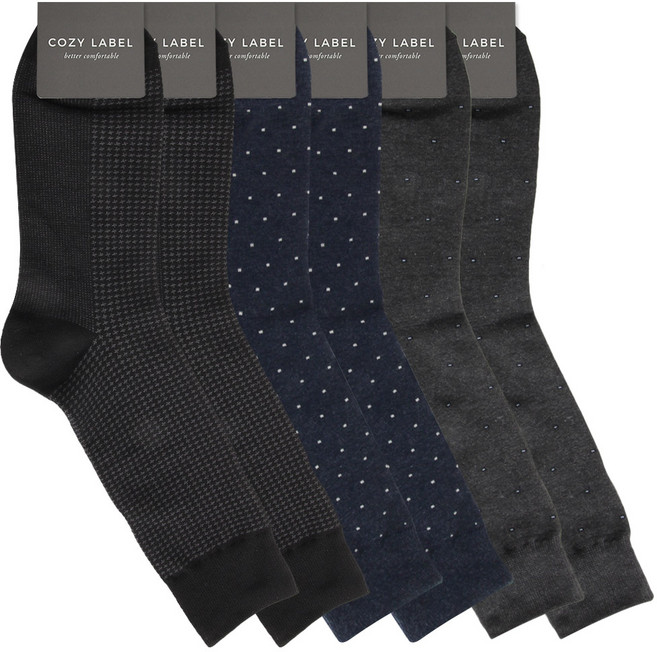 코지라벨 남성용 트렌디 정장 양말 장목 3종 x 2족