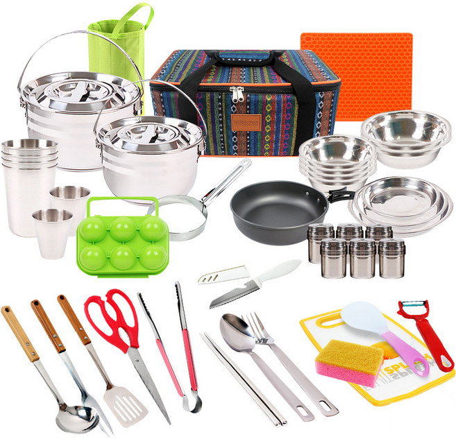 벅703 올인원 캠핑 코펠조리도구세트 49종, 혼합 색상, 1세트