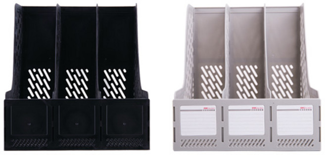 델리 조립식 데스크 화일홀더 3칸 E9845, 블랙, 그레이, 1세트