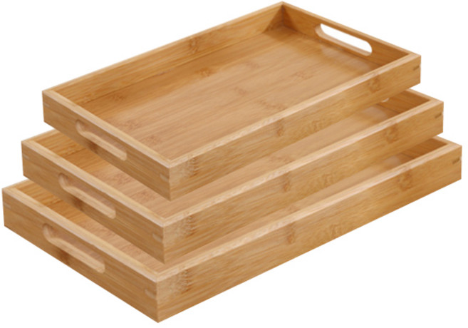 마켓피오 주방 내추럴 대나무 손잡이 플레이트 3종 세트, 우드, 1개