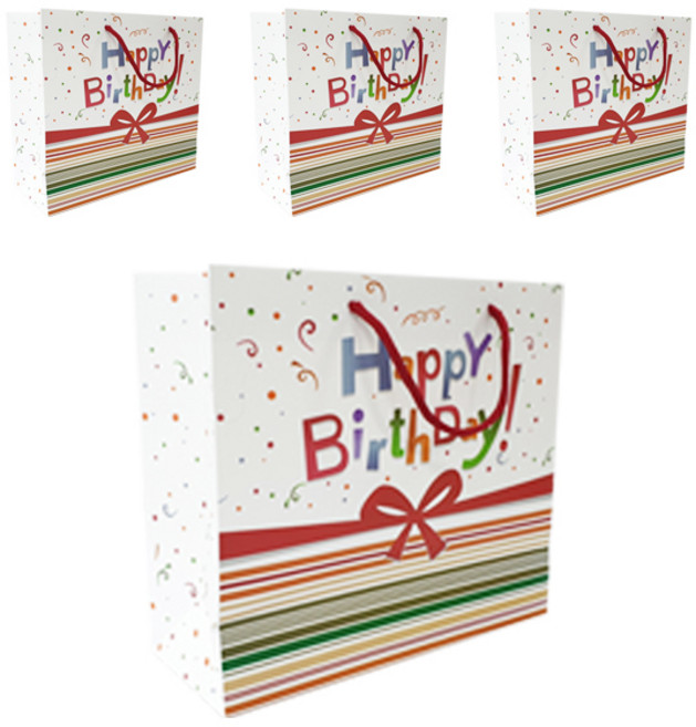 에이비엠코리아 해피 버스 데이 리본 쇼핑백, 혼합색상