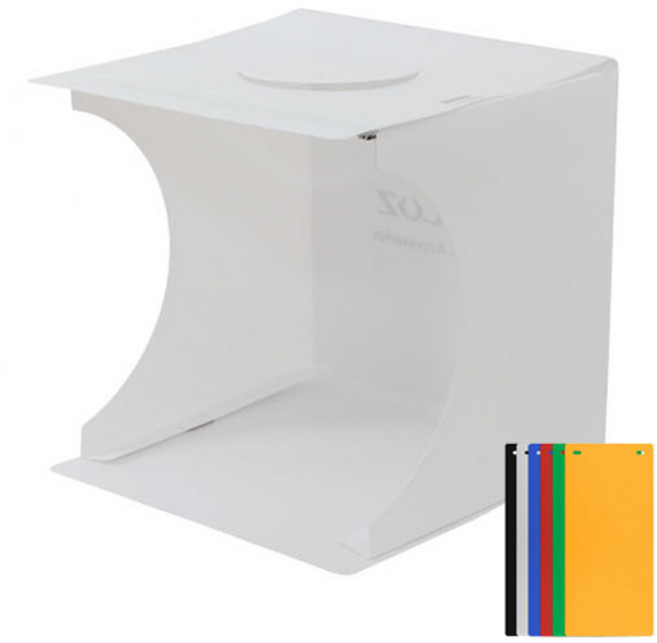 포터블 듀얼라이트 LED 미니 포토박스 22 x 23 cm + 배경지 6종 세트, 1세트