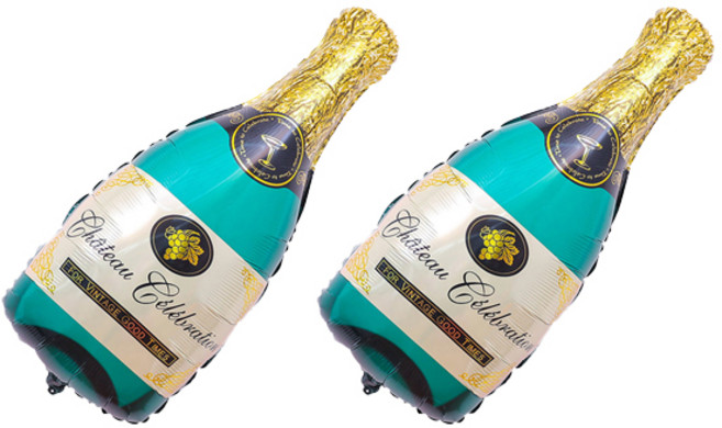 와우파티코리아 축하 샴페인 풍선, 그린, 2개